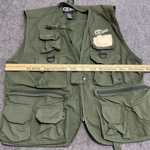 BASS Outdoor America Green Fly Fishing Vest Cargo‎ Pockets Mens L XL - Picture 5 of 8